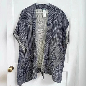 ROOTS Canada knit print poncho open front cardigan sweater LIKE NEW One Size